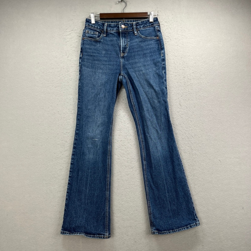 Old Navy Flare Jeans Womens 0 Blue Extra High Rise Secret Smooth Stretch Retro